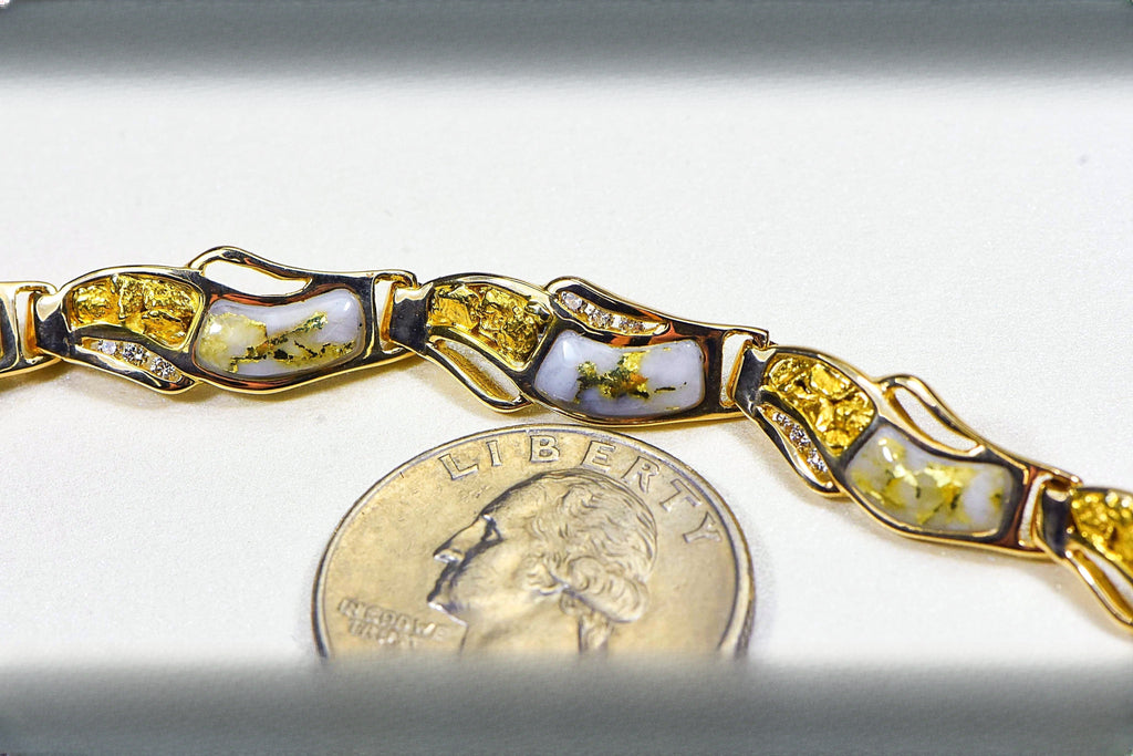Gold Quartz Bracelet "Orocal" BWB24D36NQ Genuine Hand Crafted Jewelry - 14K Gold Casting