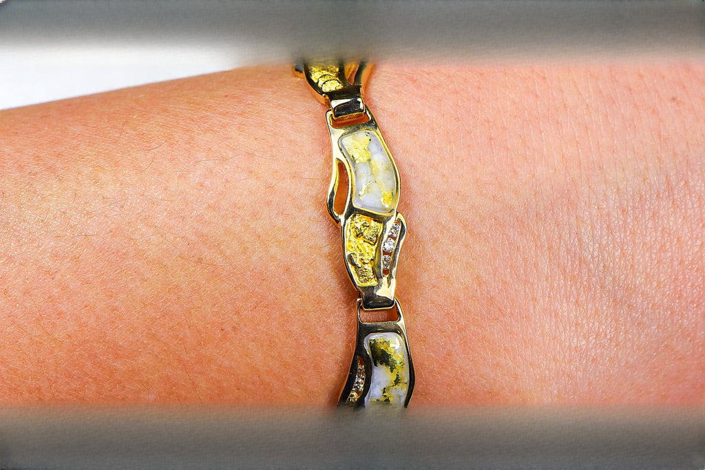 Gold Quartz Bracelet "Orocal" BWB24D36NQ Genuine Hand Crafted Jewelry - 14K Gold Casting