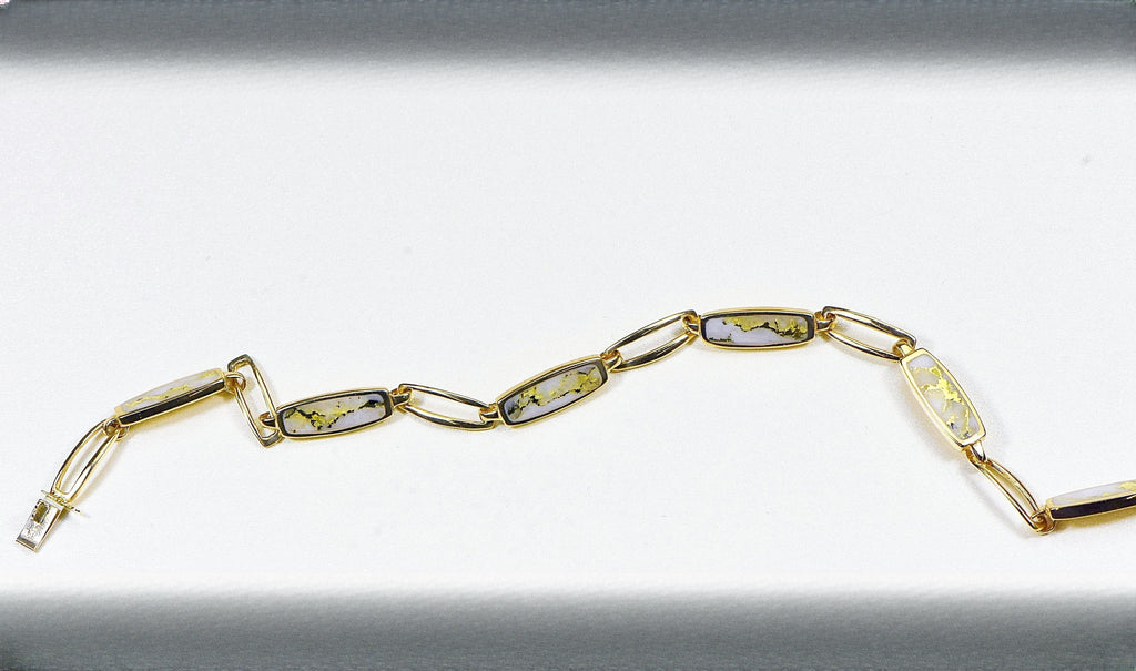 Gold Quartz Bracelet "Orocal" BDLOV5LQC89 Genuine Hand Crafted Jewelry - 14K Gold Casting