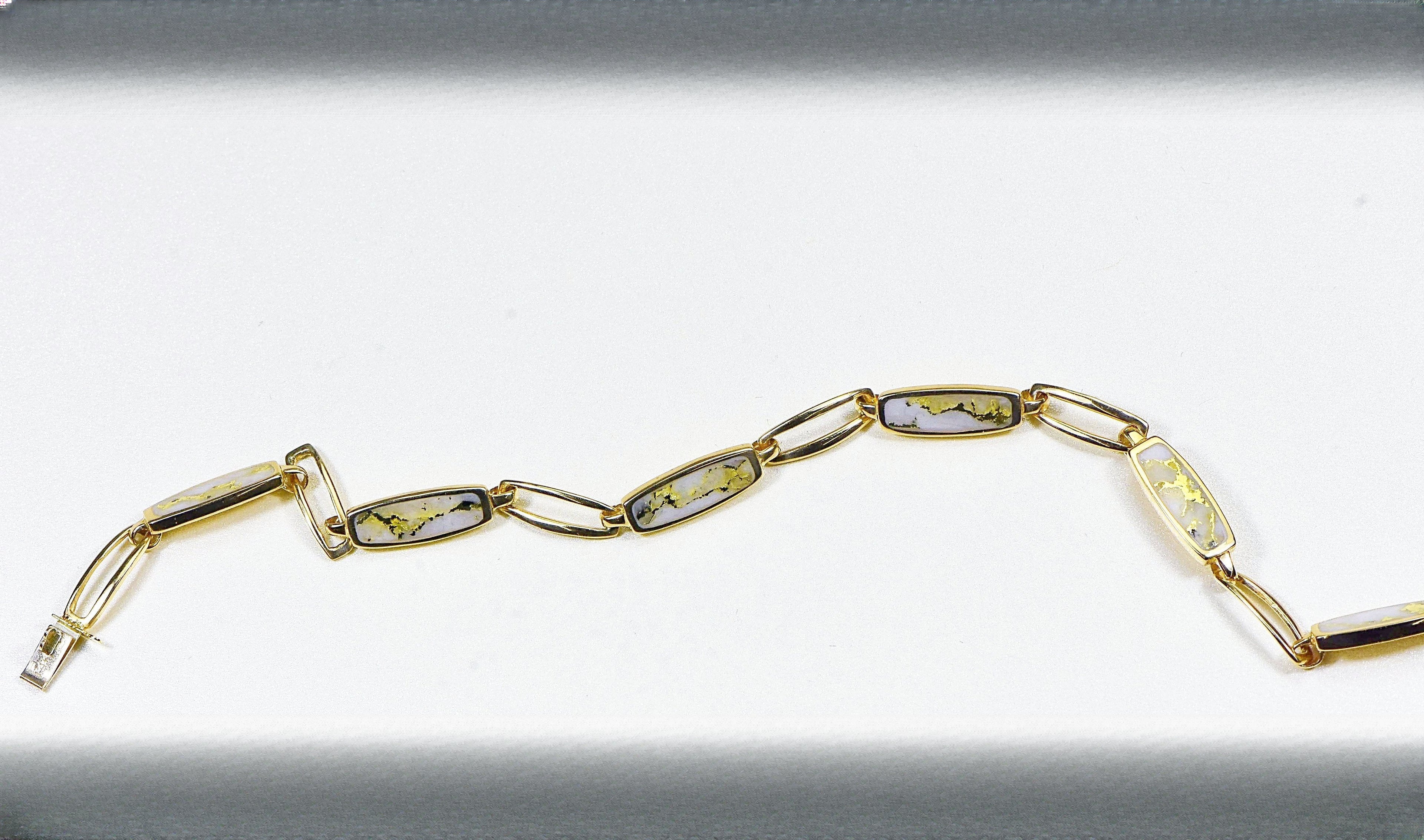 Gold Quartz Bracelet "Orocal" BDLOV5LQC89 Genuine Hand Crafted Jewelry - 14K Gold Casting