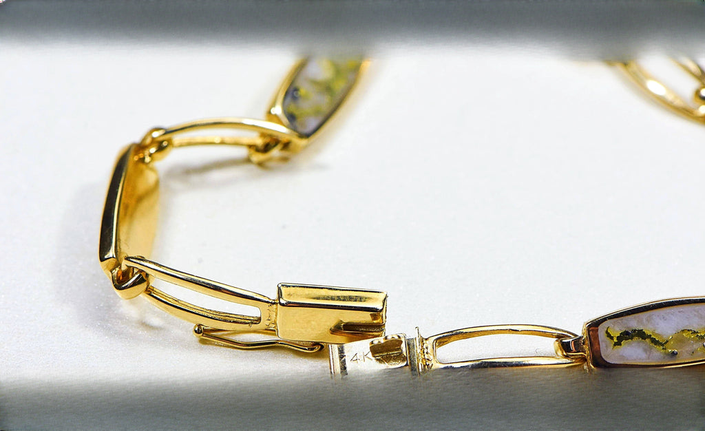 Gold Quartz Bracelet "Orocal" BDLOV5LQC89 Genuine Hand Crafted Jewelry - 14K Gold Casting