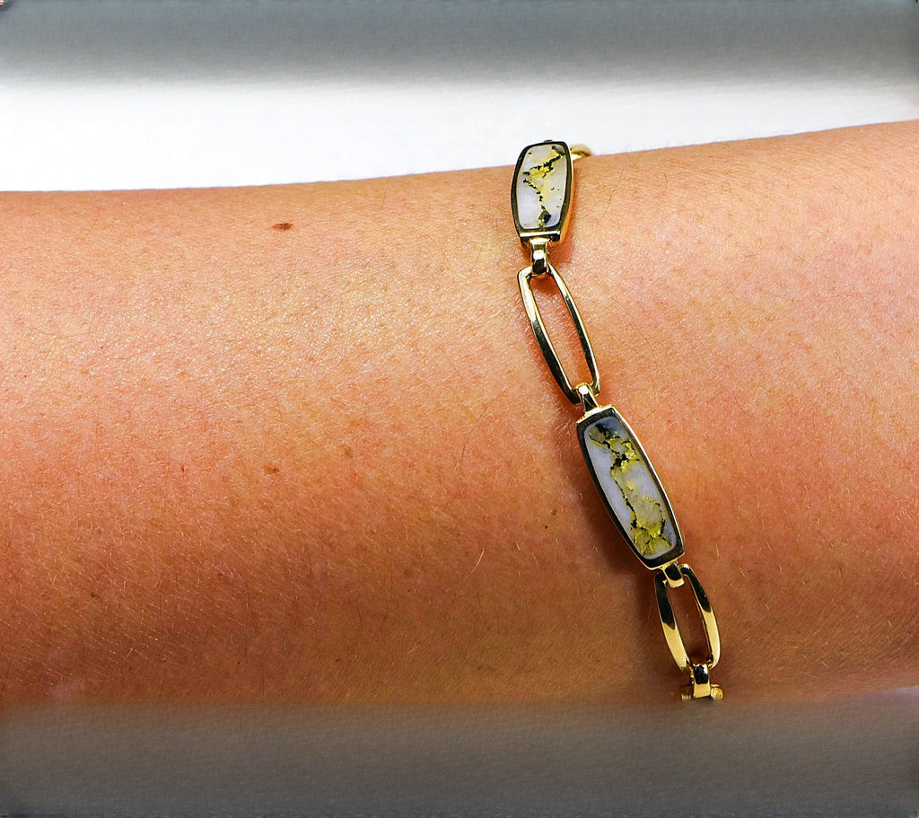 Gold Quartz Bracelet "Orocal" BDLOV5LQC89 Genuine Hand Crafted Jewelry - 14K Gold Casting