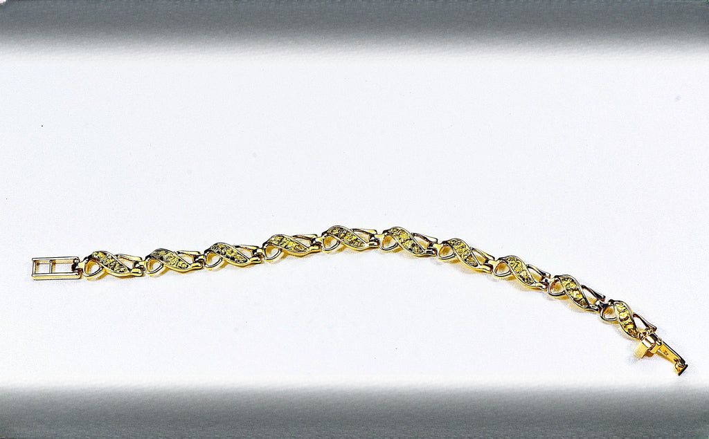 Gold Nugget Bracelet "Orocal" BWB40N9L Genuine Hand Crafted Jewelry - 14K Gold Casting
