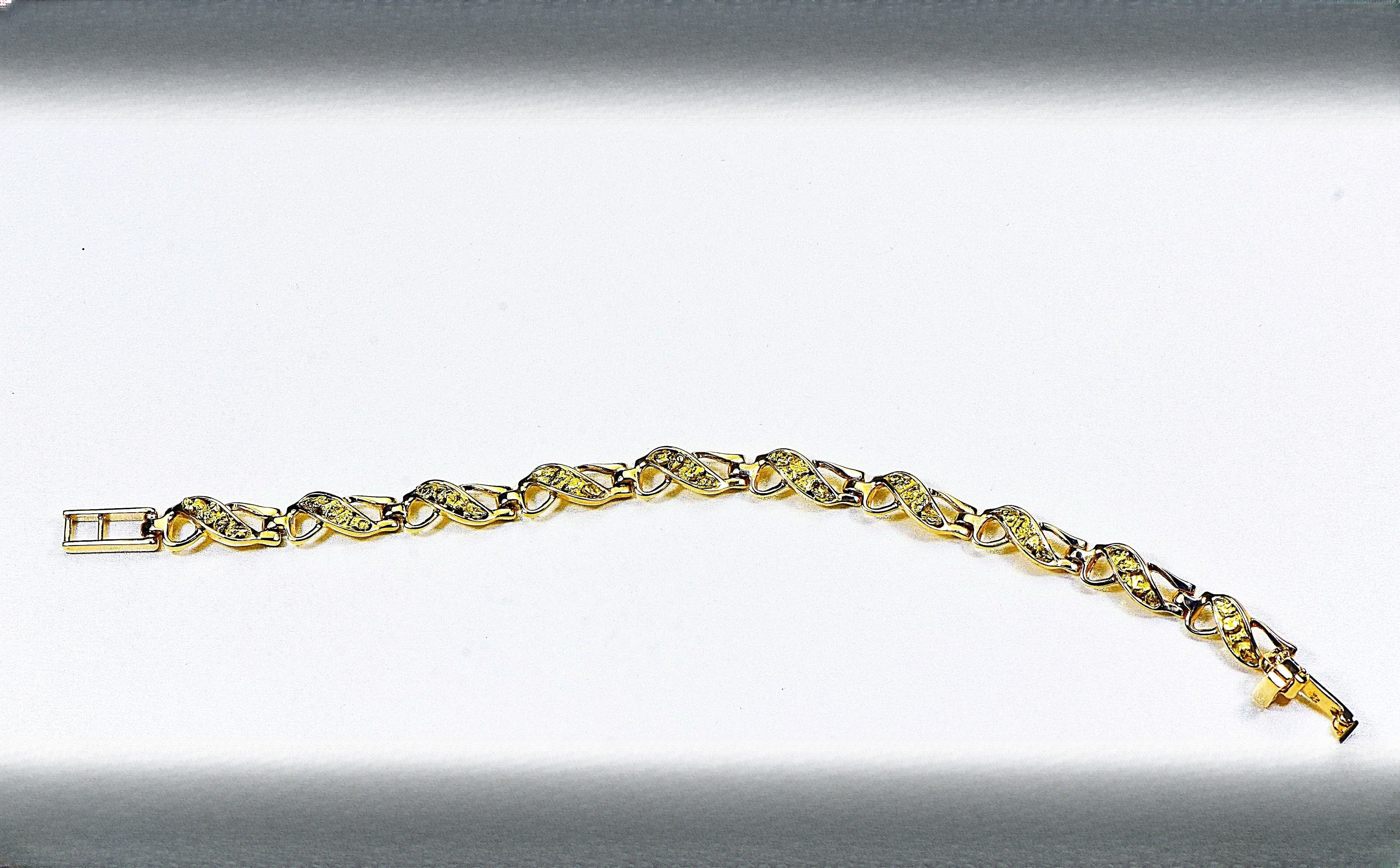 Gold Nugget Bracelet "Orocal" BWB40N9L Genuine Hand Crafted Jewelry - 14K Gold Casting