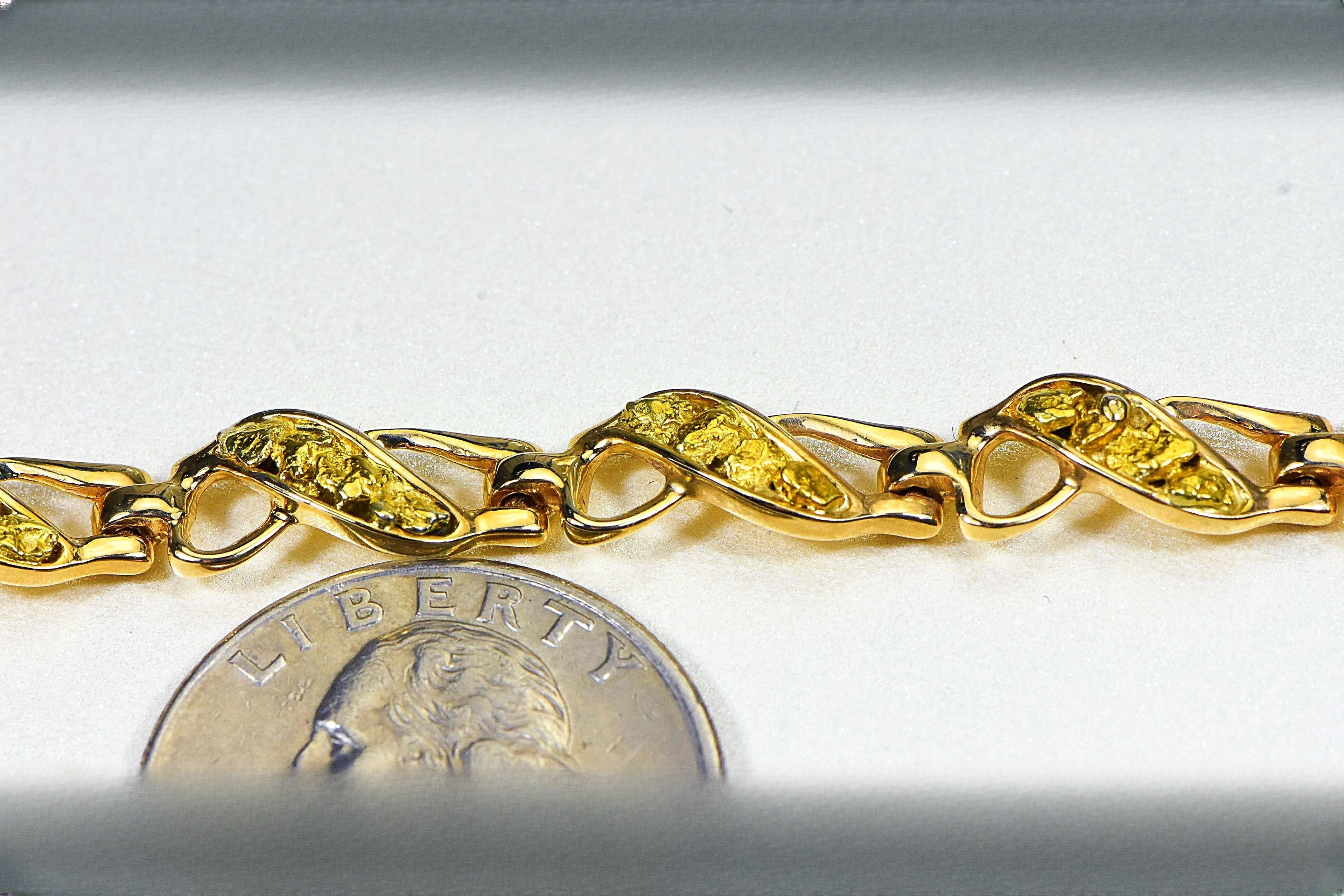 Gold Nugget Bracelet "Orocal" BWB40N9L Genuine Hand Crafted Jewelry - 14K Gold Casting