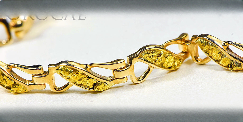 Gold Nugget Bracelet "Orocal" BWB40N9L Genuine Hand Crafted Jewelry - 14K Gold Casting