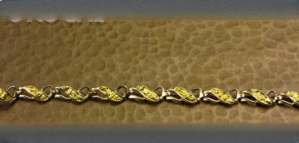Gold Nugget Bracelet "Orocal" BWB40N9L Genuine Hand Crafted Jewelry - 14K Gold Casting