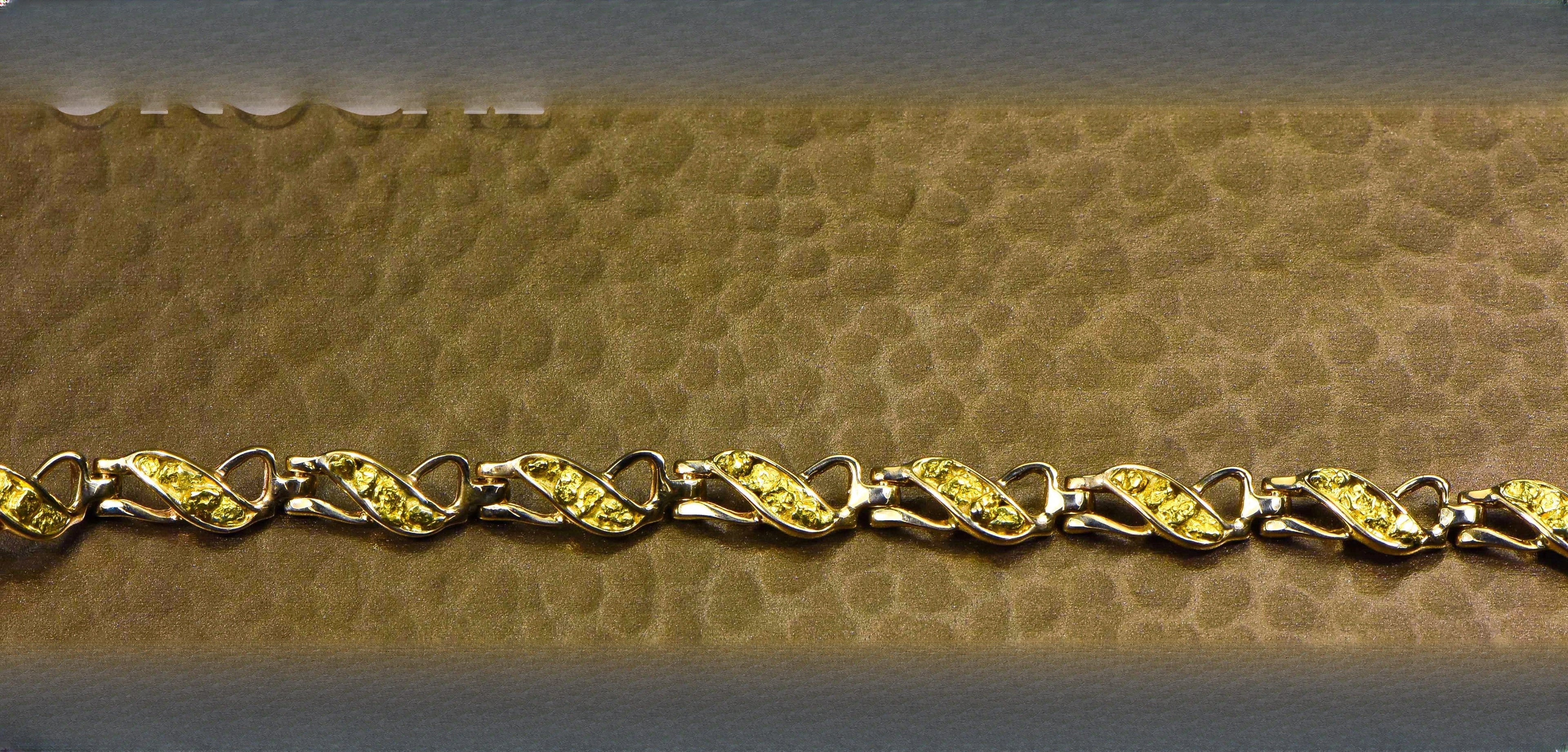 Gold Nugget Bracelet "Orocal" BWB40N9L Genuine Hand Crafted Jewelry - 14K Gold Casting