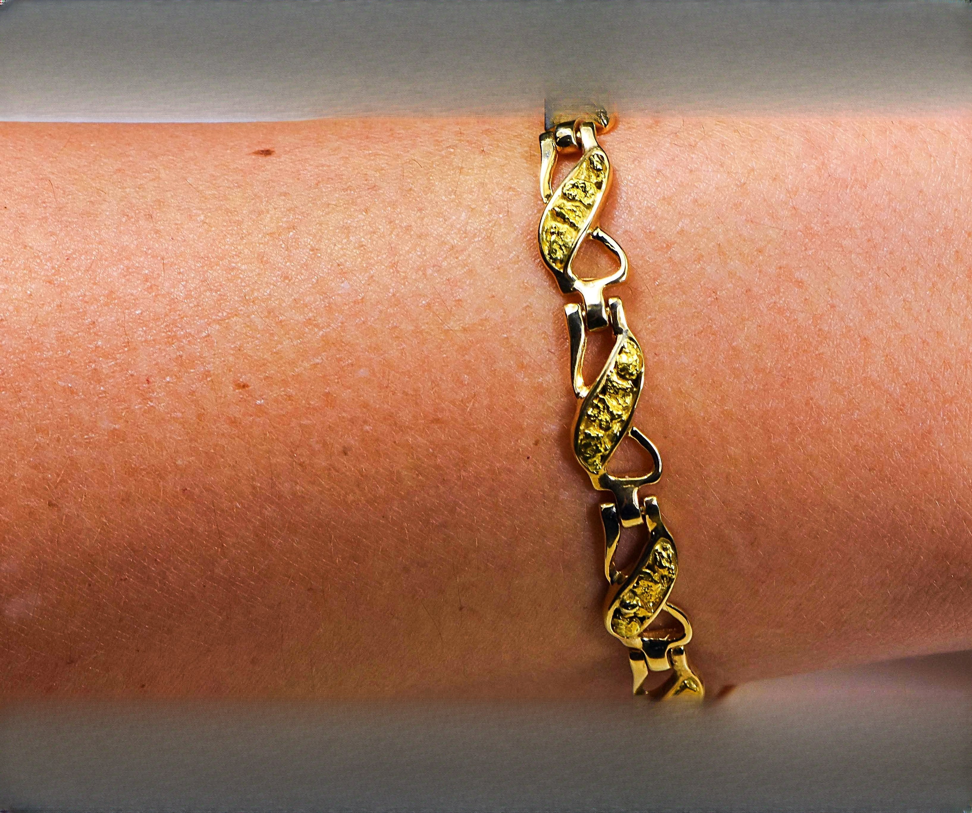 Gold Nugget Bracelet "Orocal" BWB40N9L Genuine Hand Crafted Jewelry - 14K Gold Casting