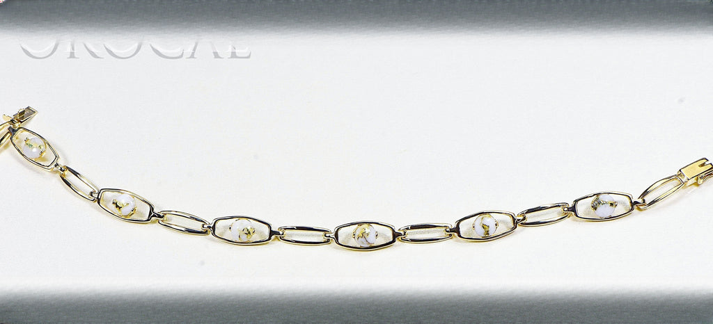 Gold Quartz Bracelet "Orocal" BDLOV5LHQC89 Genuine Hand Crafted Jewelry - 14K Gold Casting