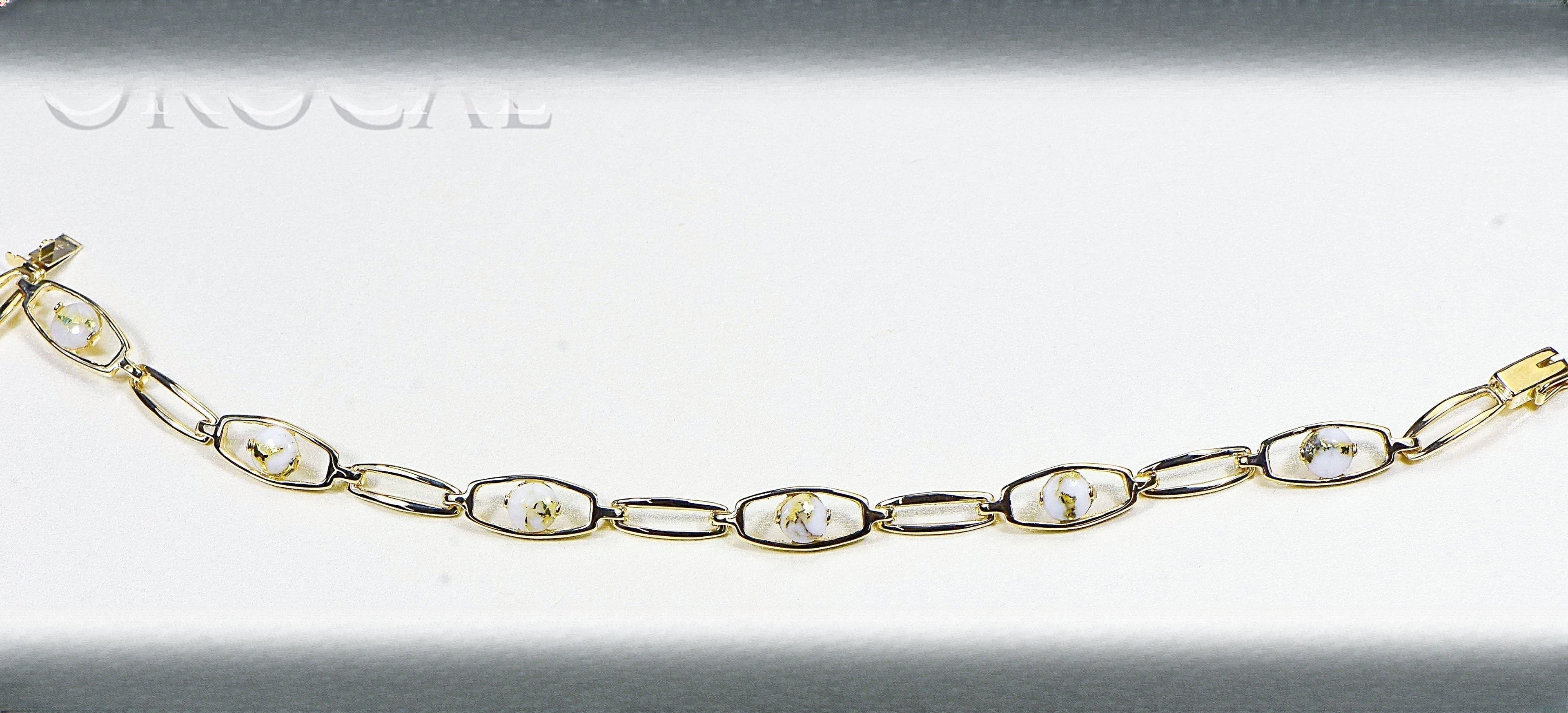 Gold Quartz Bracelet "Orocal" BDLOV5LHQC89 Genuine Hand Crafted Jewelry - 14K Gold Casting