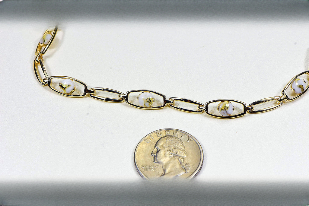 Gold Quartz Bracelet "Orocal" BDLOV5LHQC89 Genuine Hand Crafted Jewelry - 14K Gold Casting