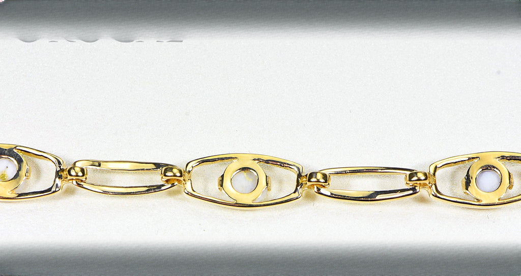 Gold Quartz Bracelet "Orocal" BDLOV5LHQC89 Genuine Hand Crafted Jewelry - 14K Gold Casting