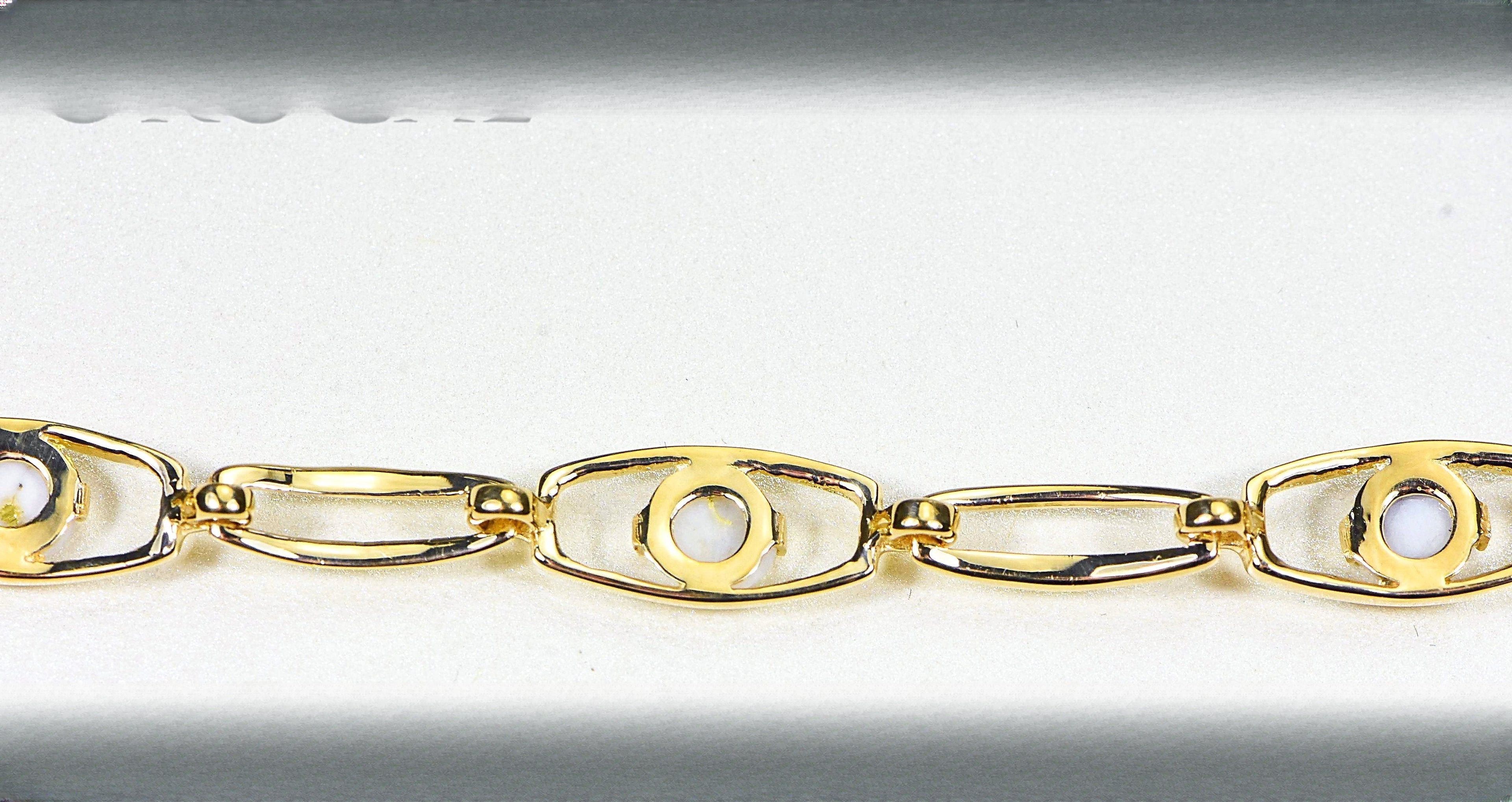 Gold Quartz Bracelet "Orocal" BDLOV5LHQC89 Genuine Hand Crafted Jewelry - 14K Gold Casting