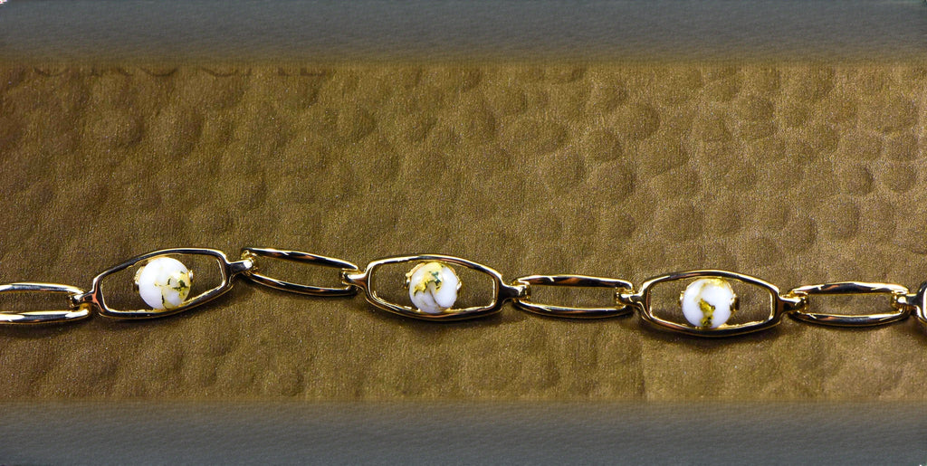 Gold Quartz Bracelet "Orocal" BDLOV5LHQC89 Genuine Hand Crafted Jewelry - 14K Gold Casting