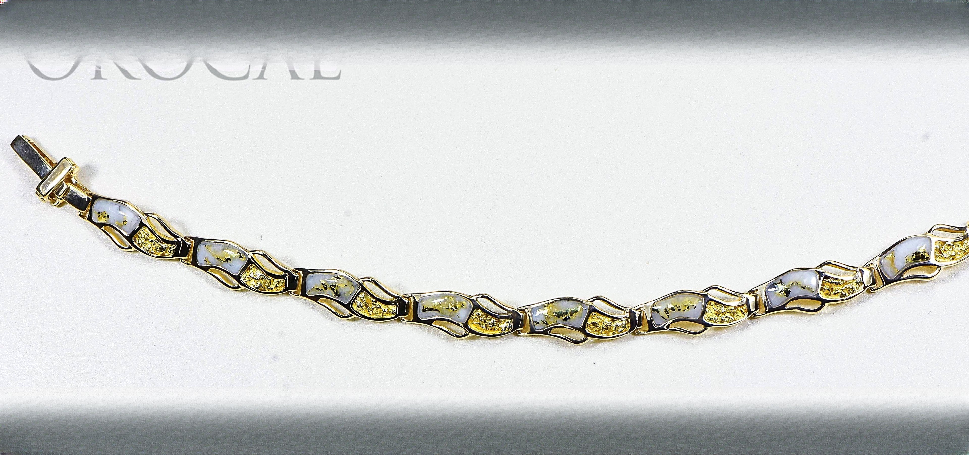 Gold Quartz Bracelet "Orocal" BWB24OLQ Genuine Hand Crafted Jewelry - 14K Gold Casting