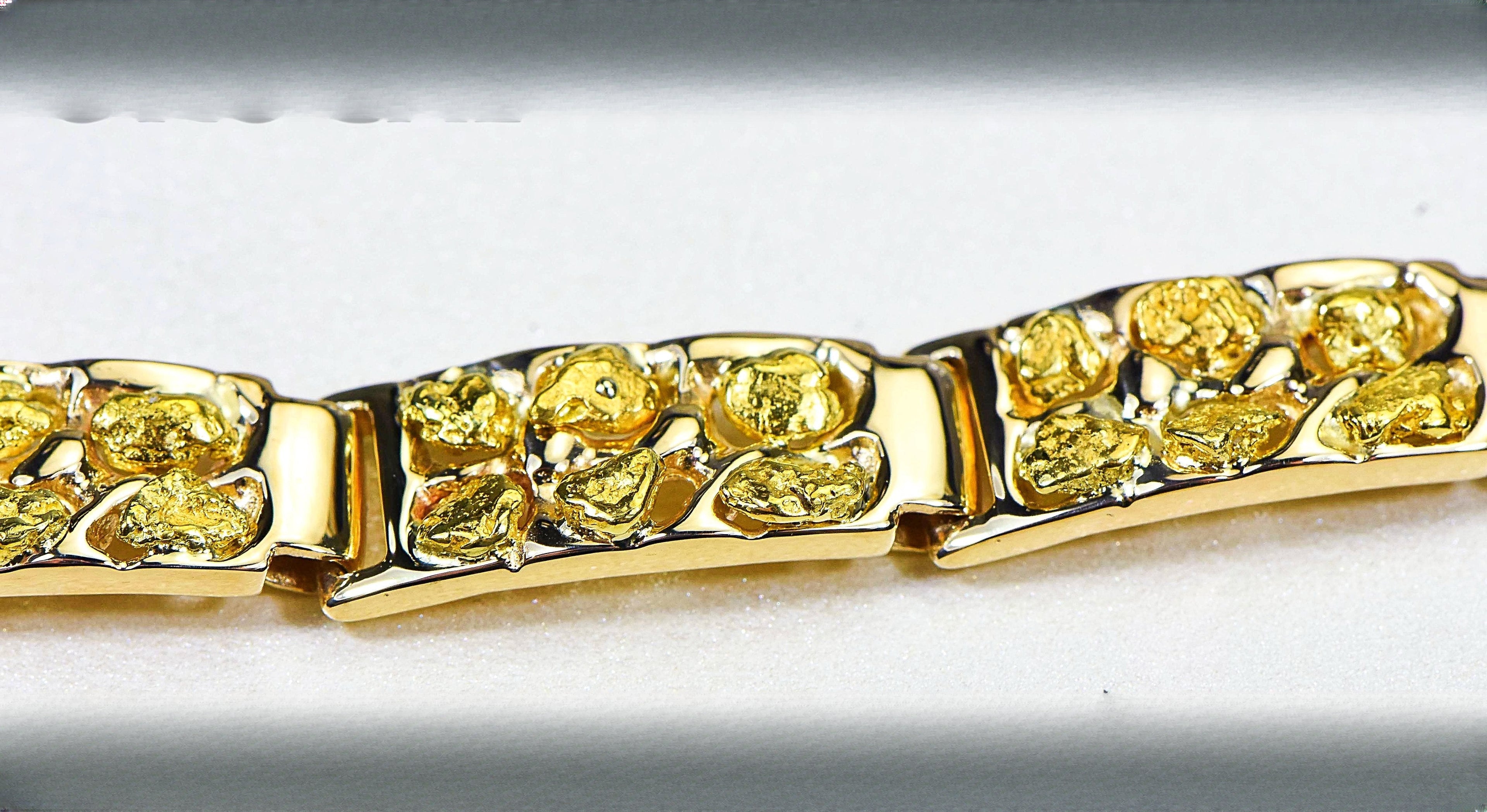 Gold Nugget Bracelet "Orocal" BFFB6L9 Genuine Hand Crafted Jewelry - 14K Gold Casting