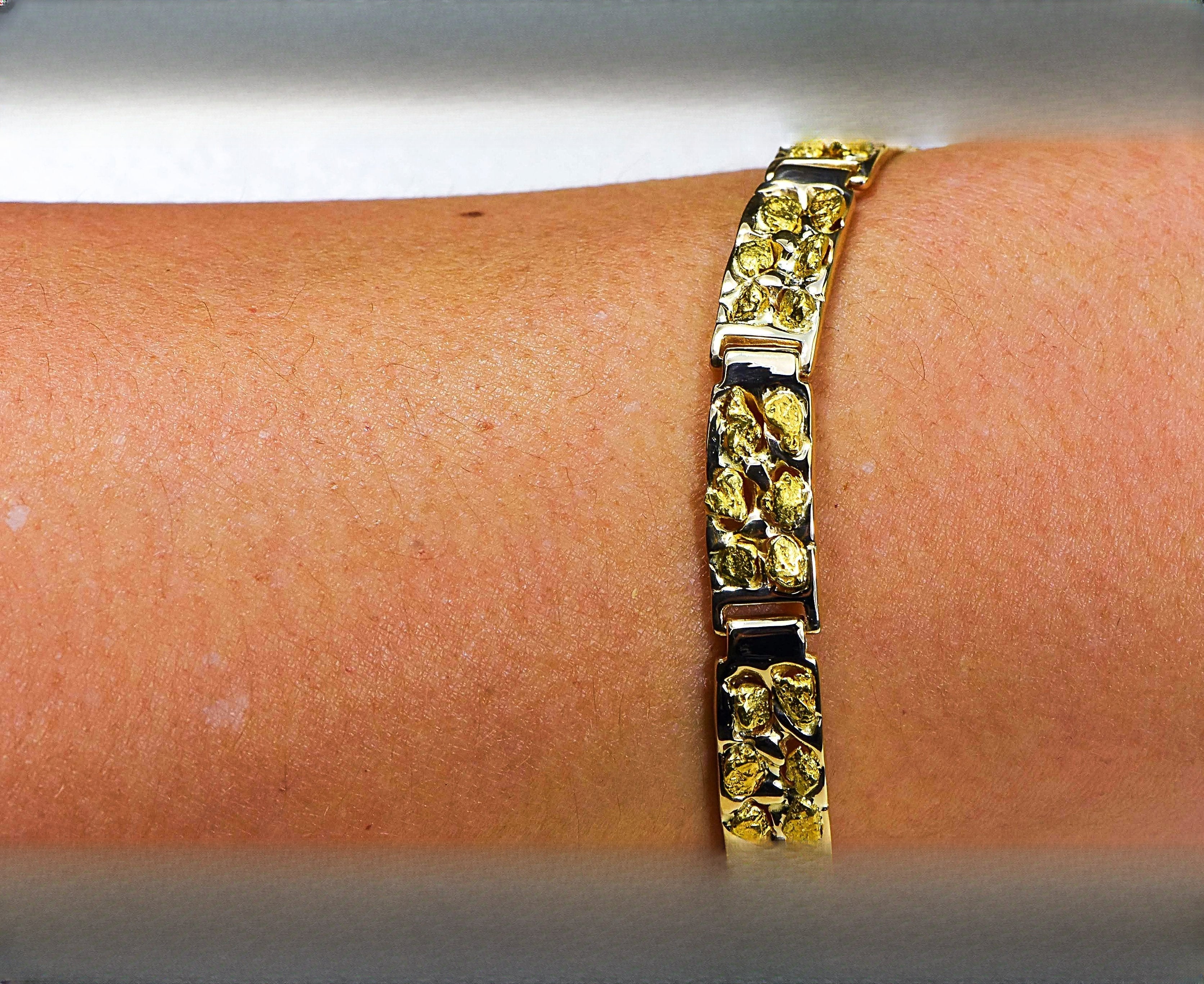 Gold Nugget Bracelet "Orocal" BFFB6L9 Genuine Hand Crafted Jewelry - 14K Gold Casting