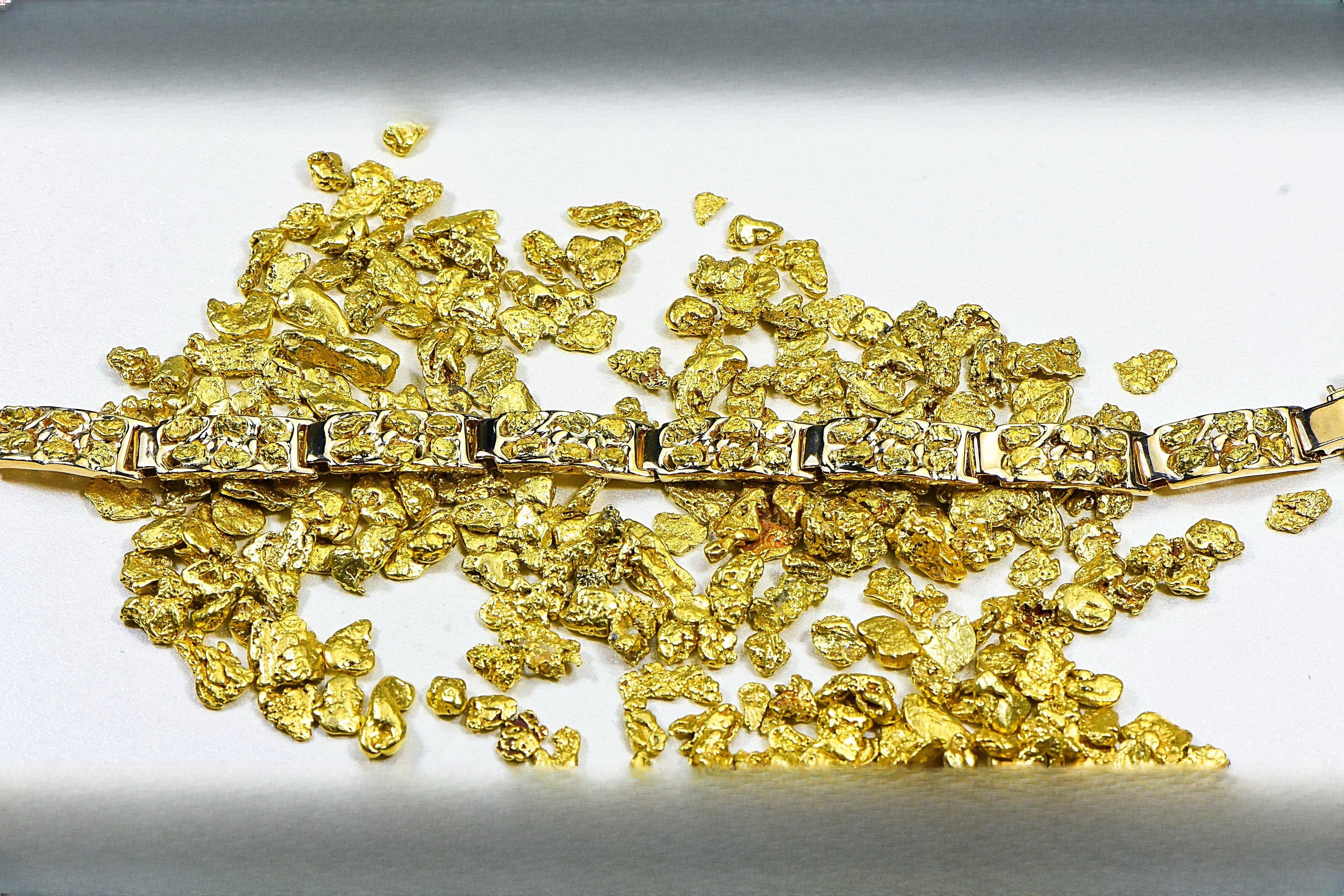 Gold Nugget Bracelet "Orocal" BFFB6L9 Genuine Hand Crafted Jewelry - 14K Gold Casting
