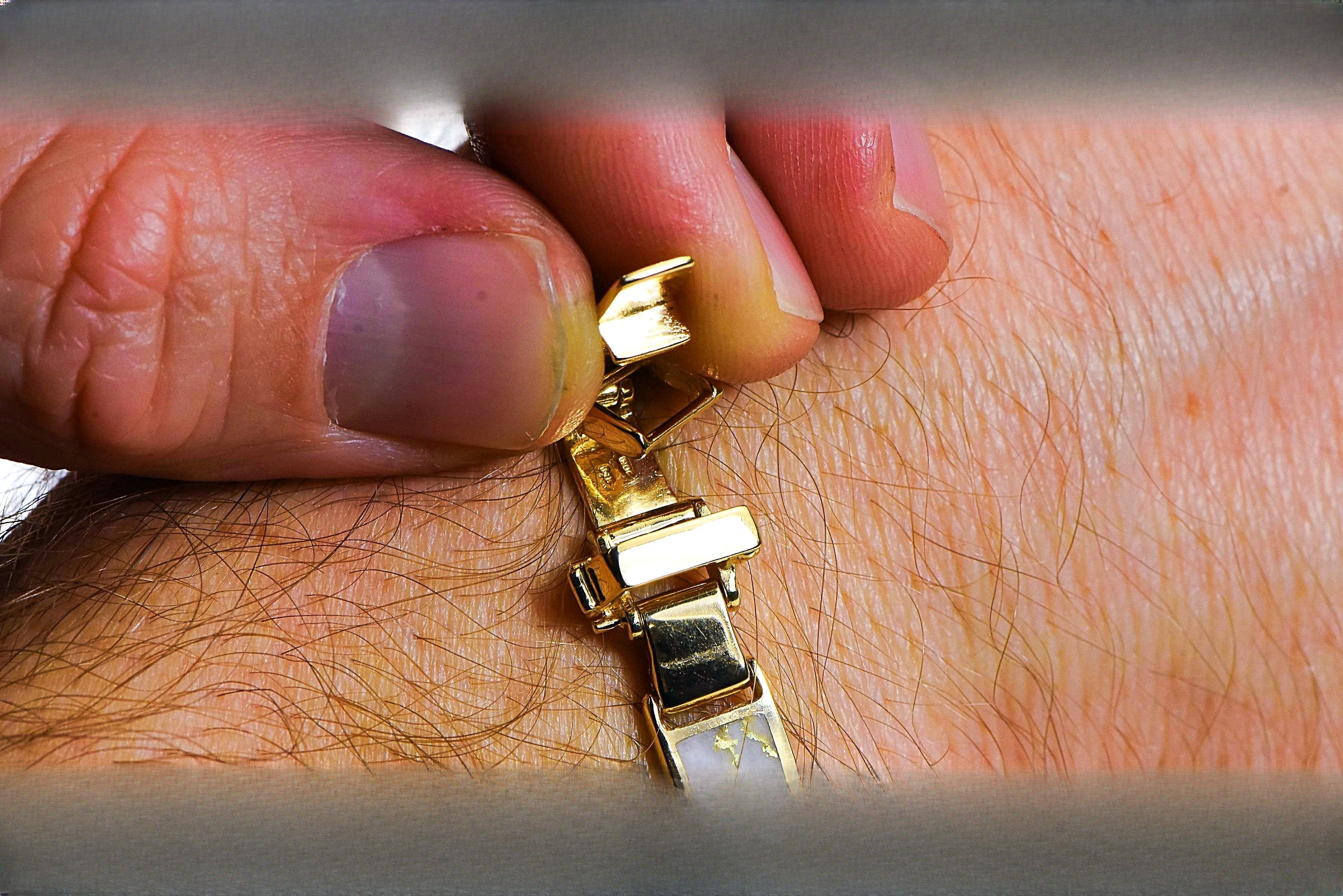 Gold Quartz Bracelet "Orocal" B8MMH14LQ* Genuine Hand Crafted Jewelry - 14K Gold Casting