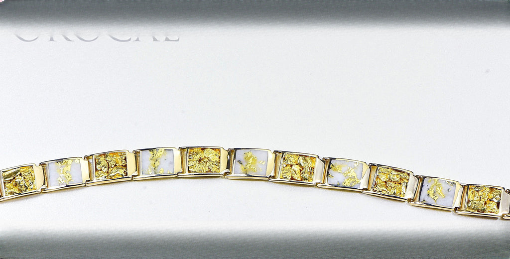 Gold Quartz Bracelet "Orocal" B12MMOLQL11 Genuine Hand Crafted Jewelry - 14K Gold Casting