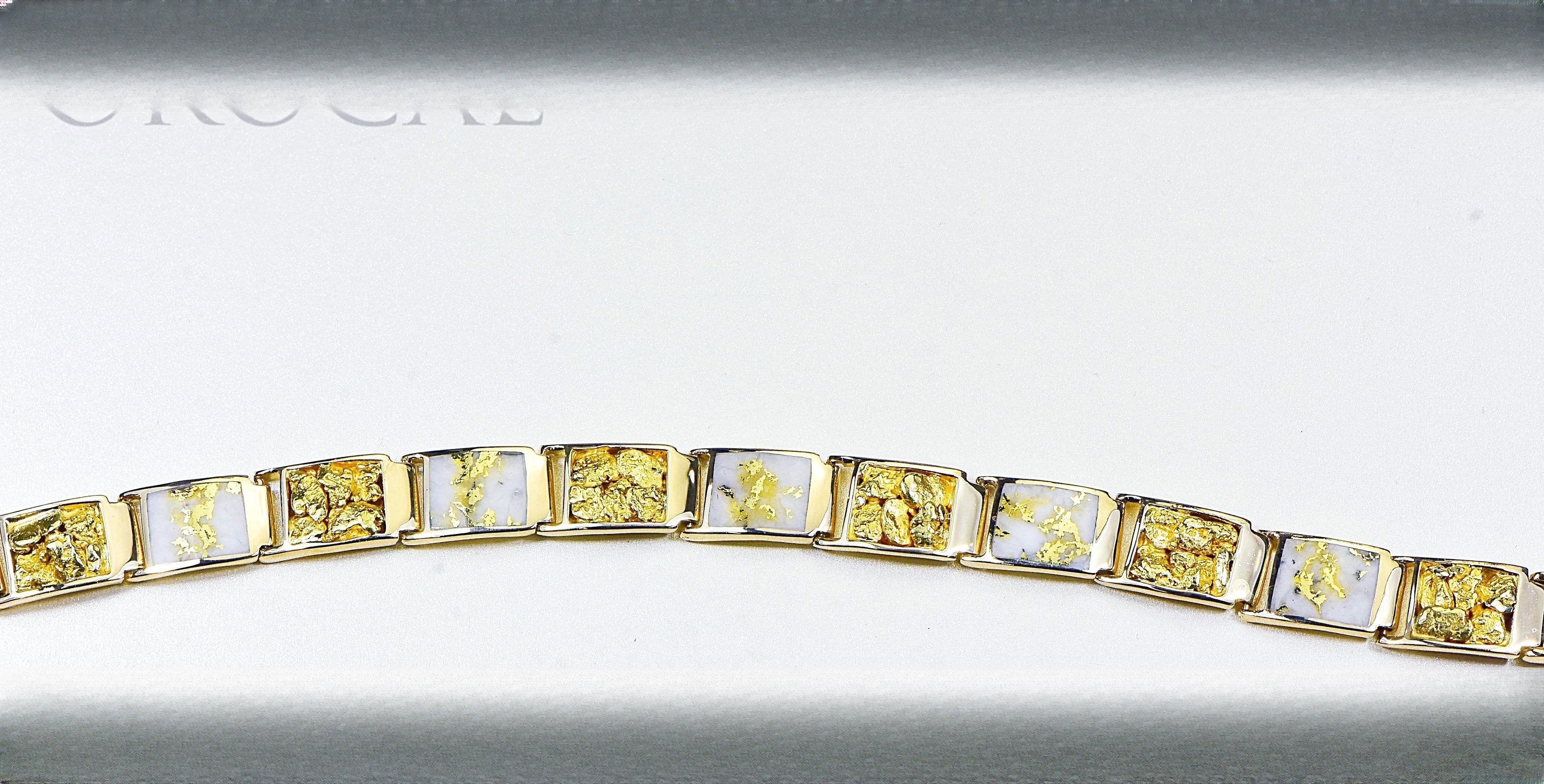Gold Quartz Bracelet "Orocal" B12MMOLQL11 Genuine Hand Crafted Jewelry - 14K Gold Casting