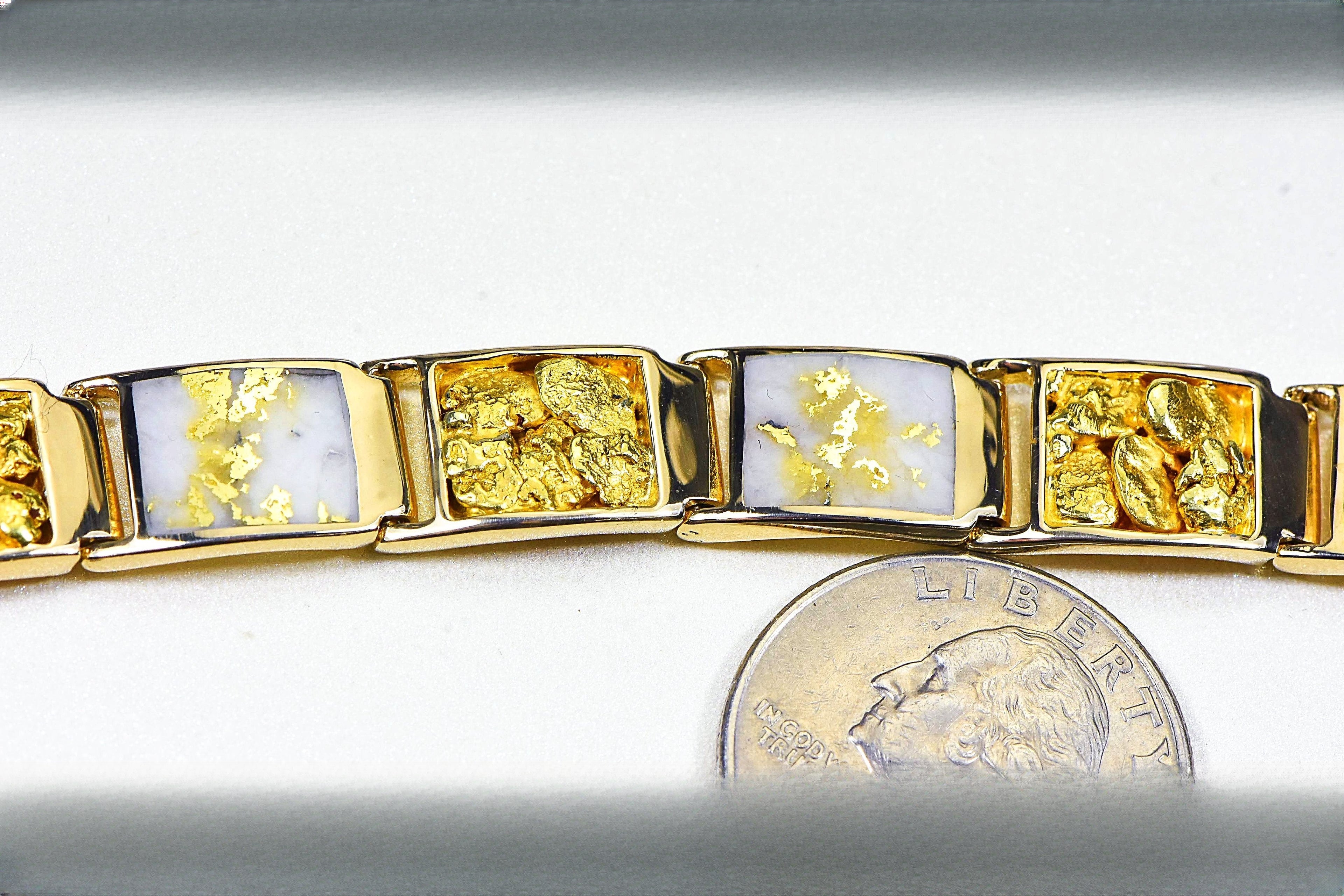 Gold Quartz Bracelet "Orocal" B12MMOLQL11 Genuine Hand Crafted Jewelry - 14K Gold Casting