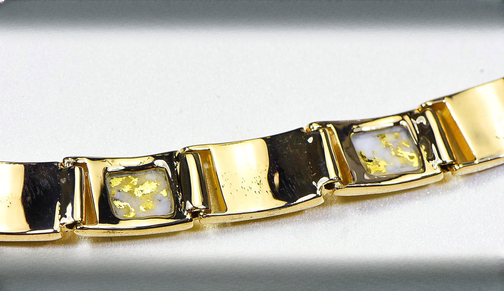 Gold Quartz Bracelet "Orocal" B12MMOLQL11 Genuine Hand Crafted Jewelry - 14K Gold Casting
