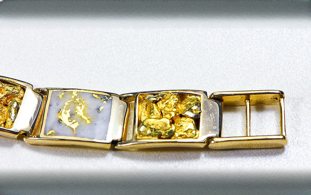 Gold Quartz Bracelet "Orocal" B12MMOLQL11 Genuine Hand Crafted Jewelry - 14K Gold Casting