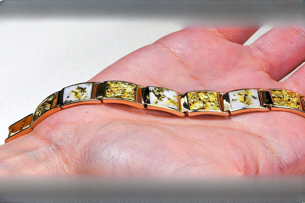 Gold Quartz Bracelet "Orocal" B12MMOLQL11 Genuine Hand Crafted Jewelry - 14K Gold Casting