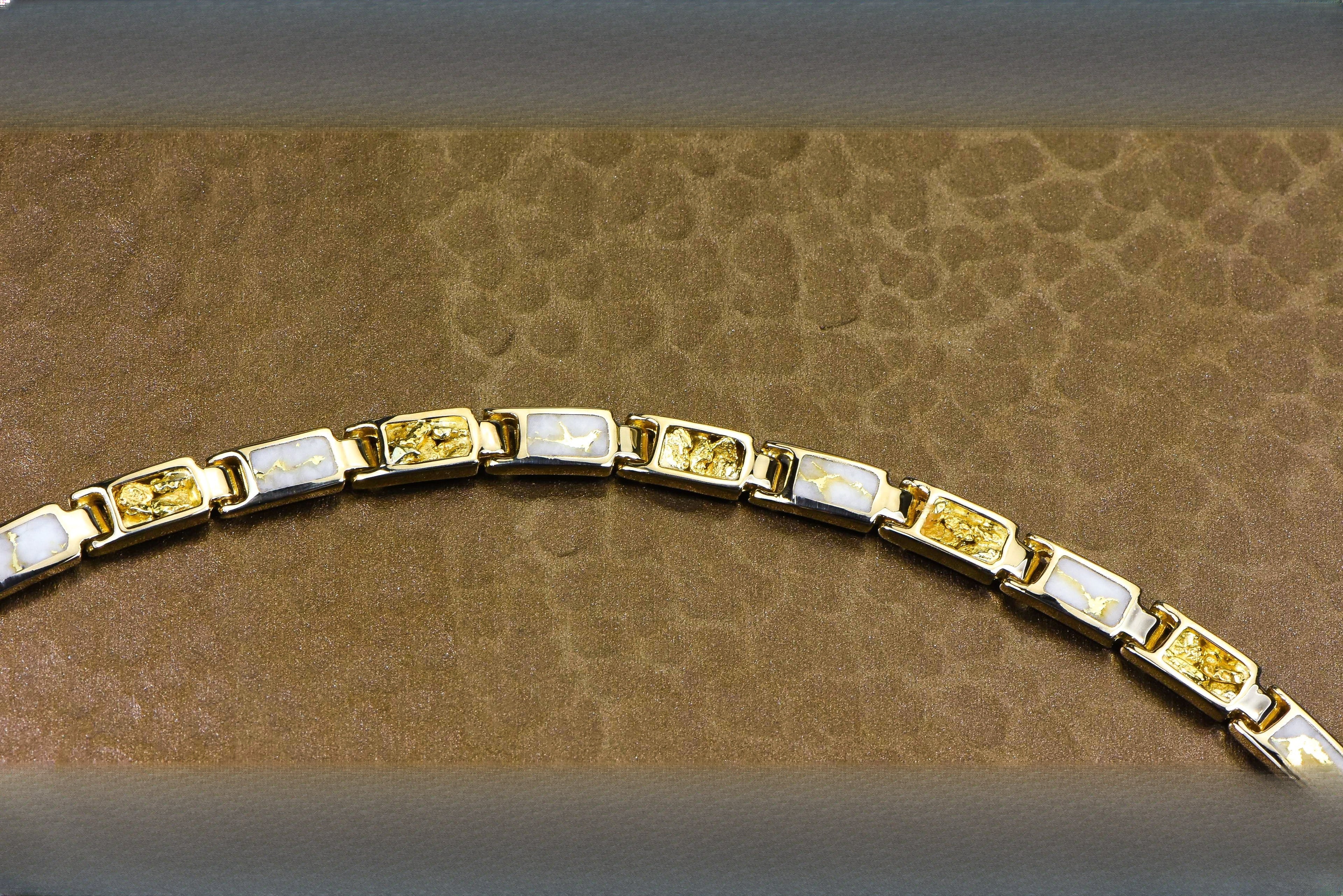 Gold Quartz Bracelet "Orocal" B6MM7N7Q Genuine Hand Crafted Jewelry - 14K Gold Casting
