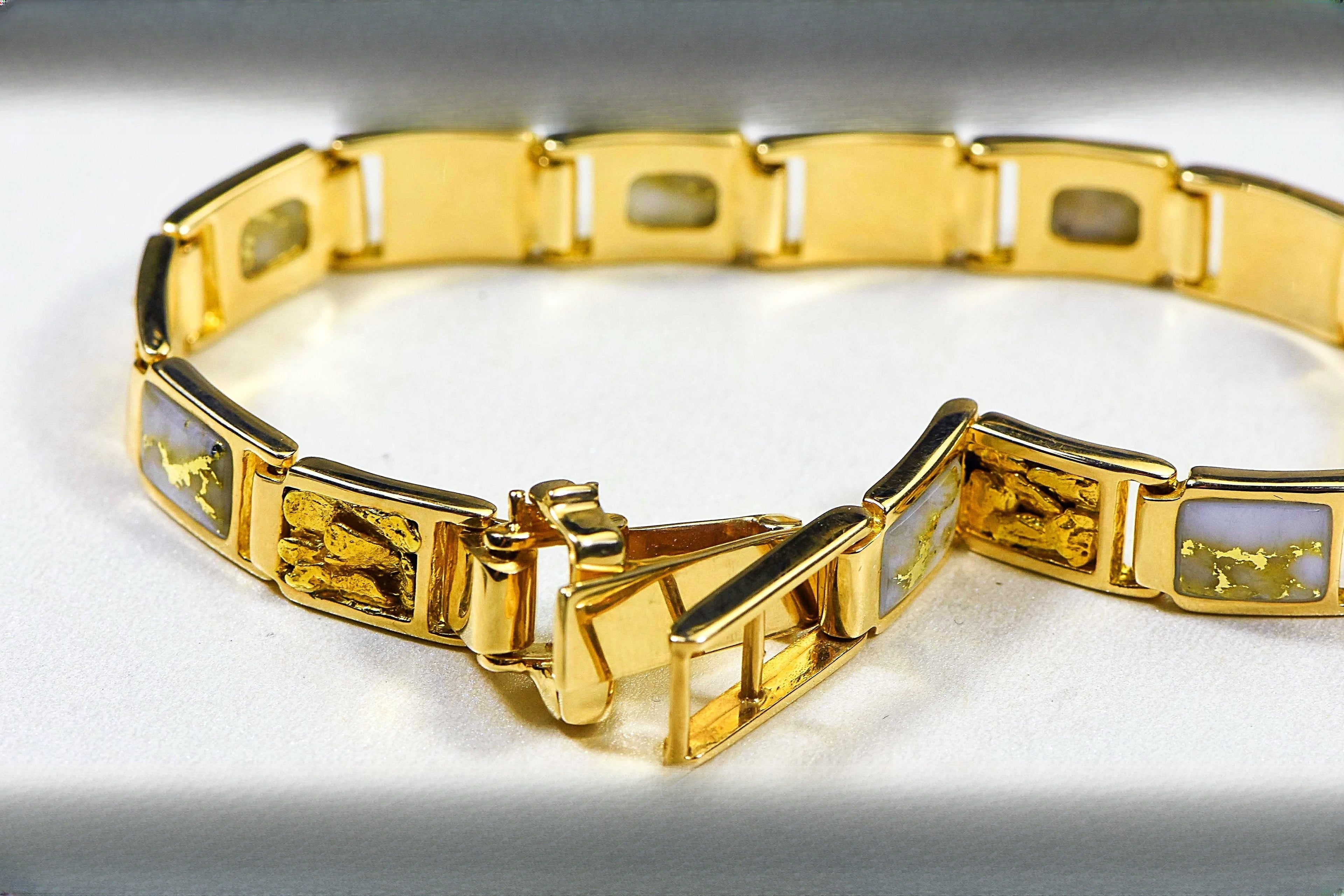 Gold Quartz Bracelet "Orocal" B8MM7N7Q Genuine Hand Crafted Jewelry - 14K Gold Casting