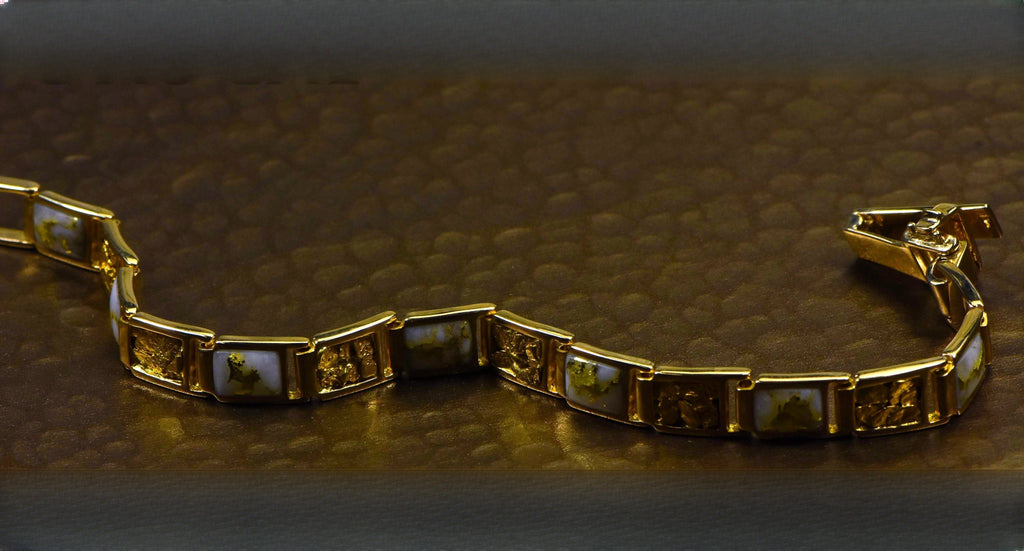 Gold Quartz Bracelet "Orocal" B8MM7N7Q Genuine Hand Crafted Jewelry - 14K Gold Casting