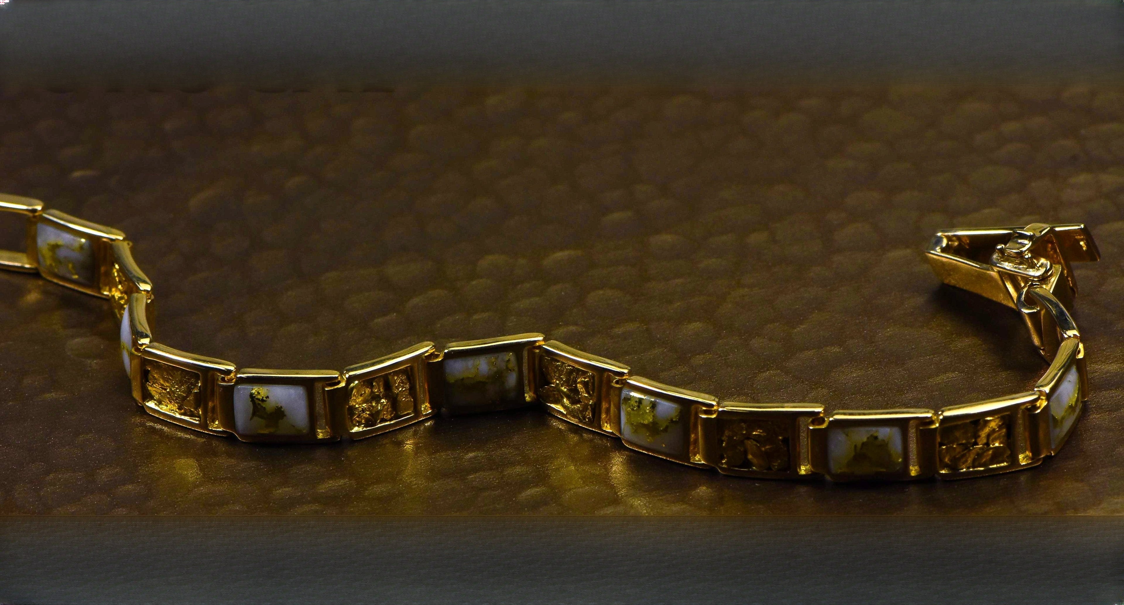 Gold Quartz Bracelet "Orocal" B8MM7N7Q Genuine Hand Crafted Jewelry - 14K Gold Casting