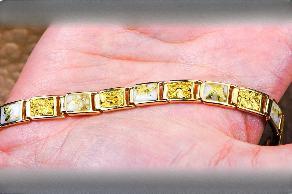 Gold Quartz Bracelet "Orocal" B8MM7N7Q Genuine Hand Crafted Jewelry - 14K Gold Casting
