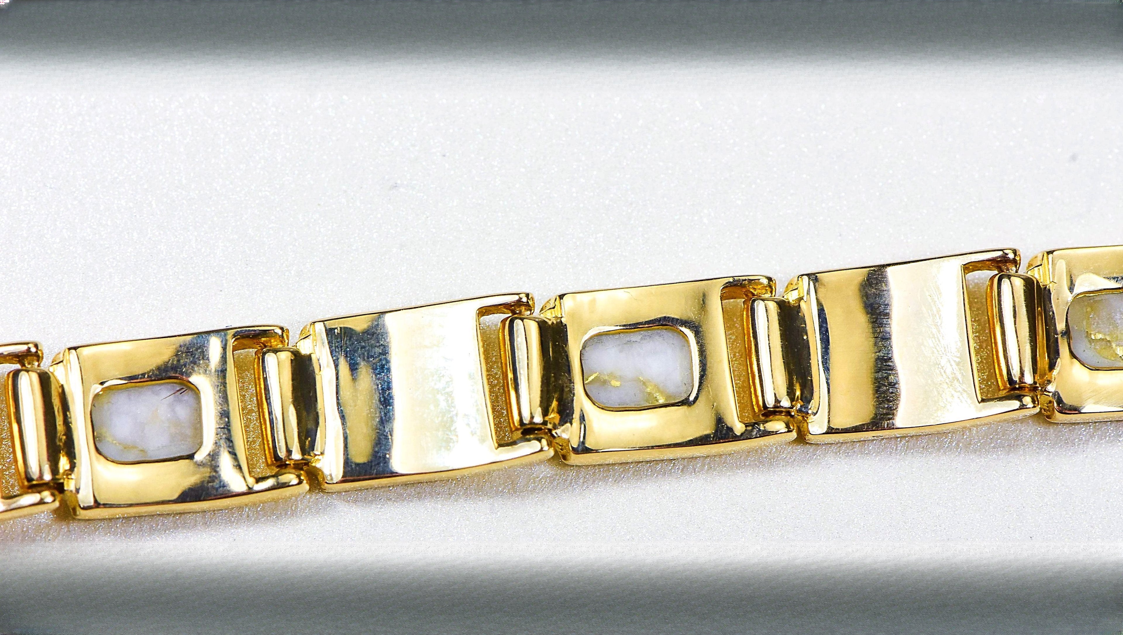 Gold Quartz Bracelet "Orocal" B8MM7N7Q Genuine Hand Crafted Jewelry - 14K Gold Casting