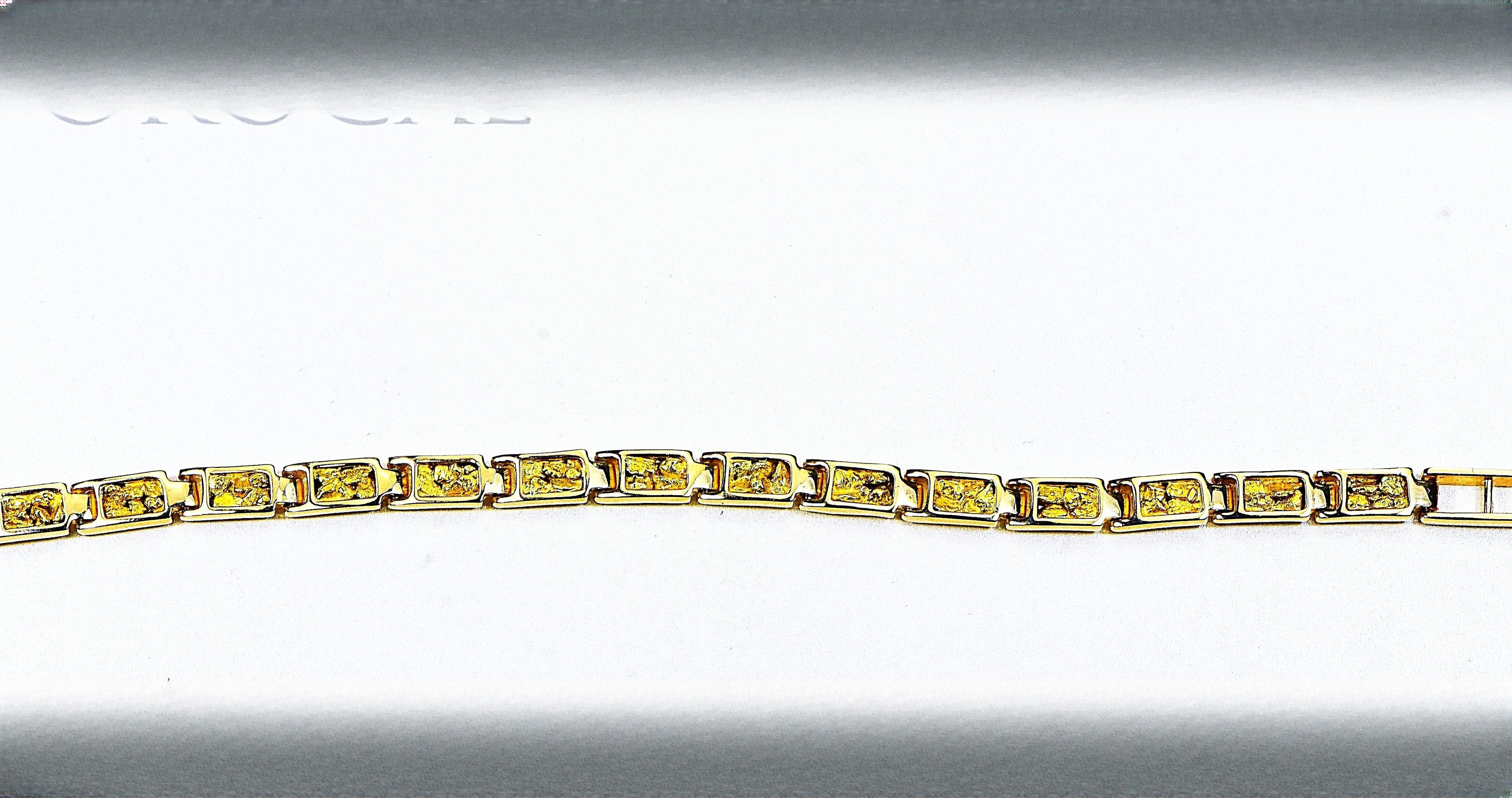 Gold Nugget Bracelet "Orocal" B6MM14L Genuine Hand Crafted Jewelry - 14K Gold Casting