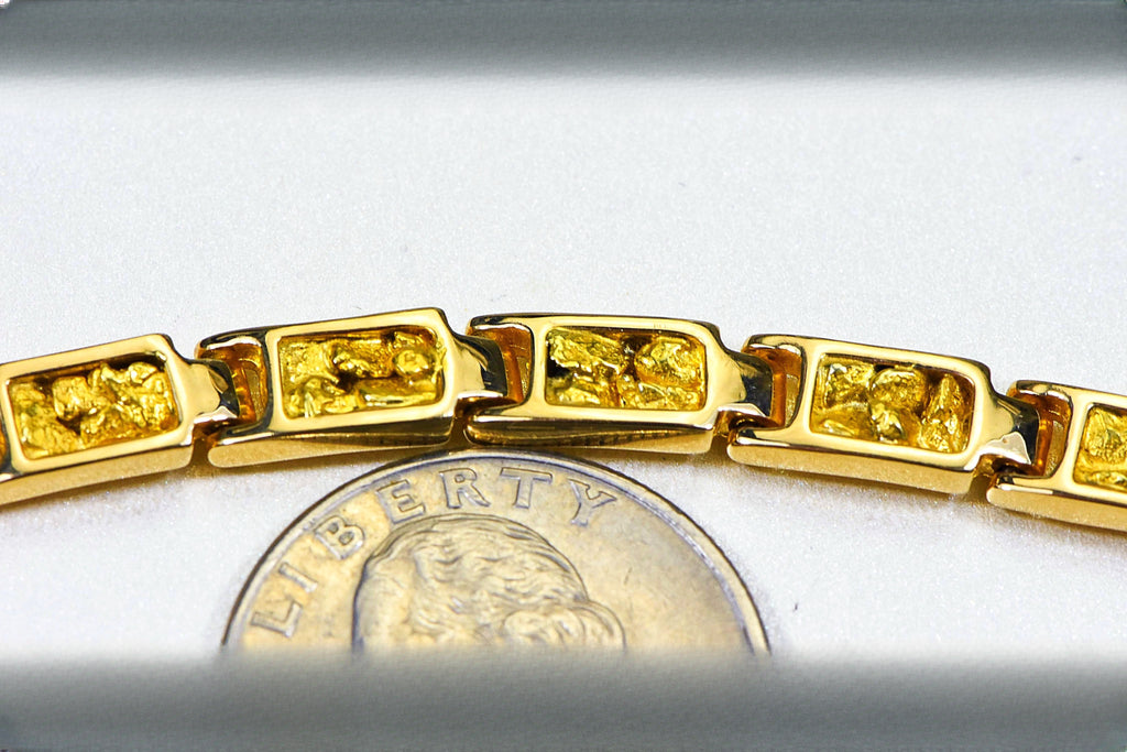 Gold Nugget Bracelet "Orocal" B6MM14L Genuine Hand Crafted Jewelry - 14K Gold Casting