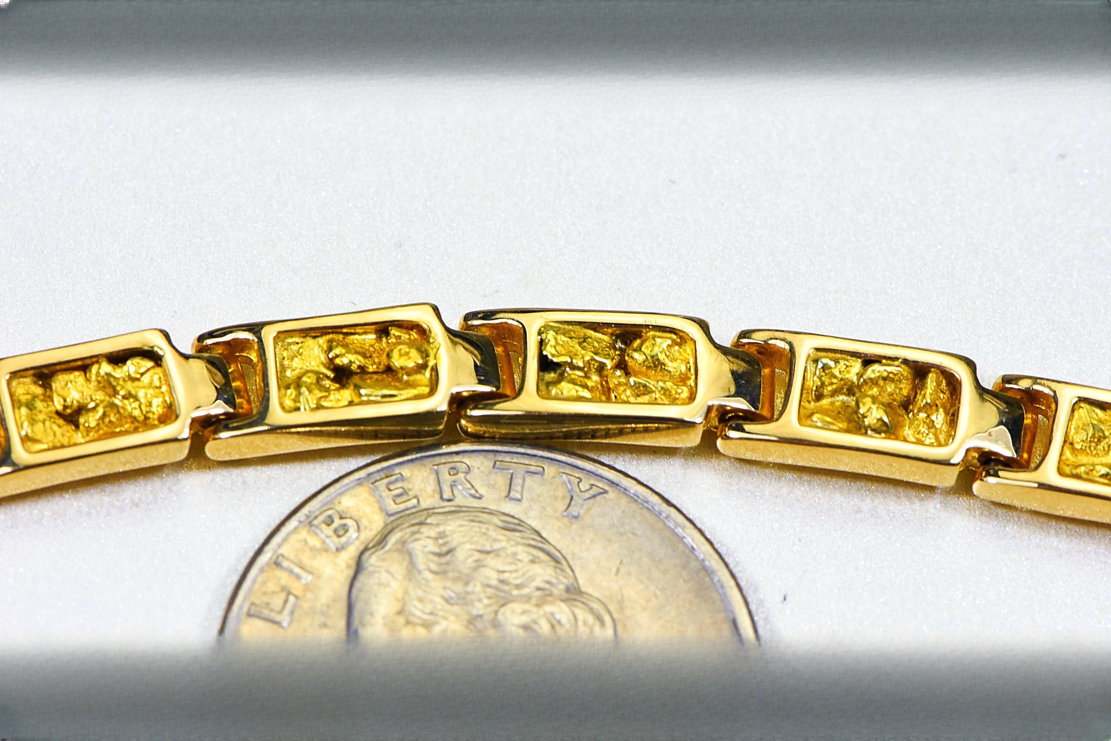 Gold Nugget Bracelet "Orocal" B6MM14L Genuine Hand Crafted Jewelry - 14K Gold Casting
