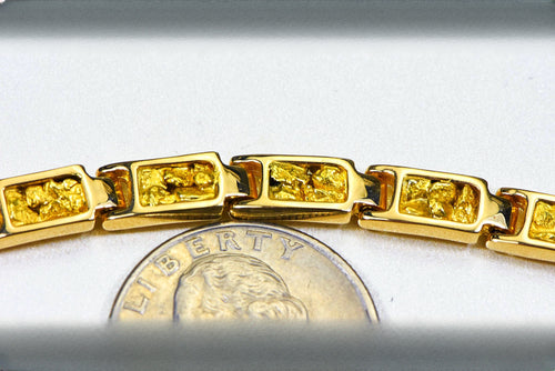 Gold Nugget Bracelet "Orocal" B6MM14L Genuine Hand Crafted Jewelry - 14K Gold Casting