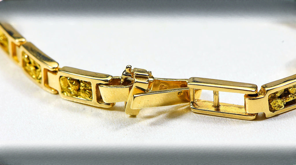 Gold Nugget Bracelet "Orocal" B6MM14L Genuine Hand Crafted Jewelry - 14K Gold Casting