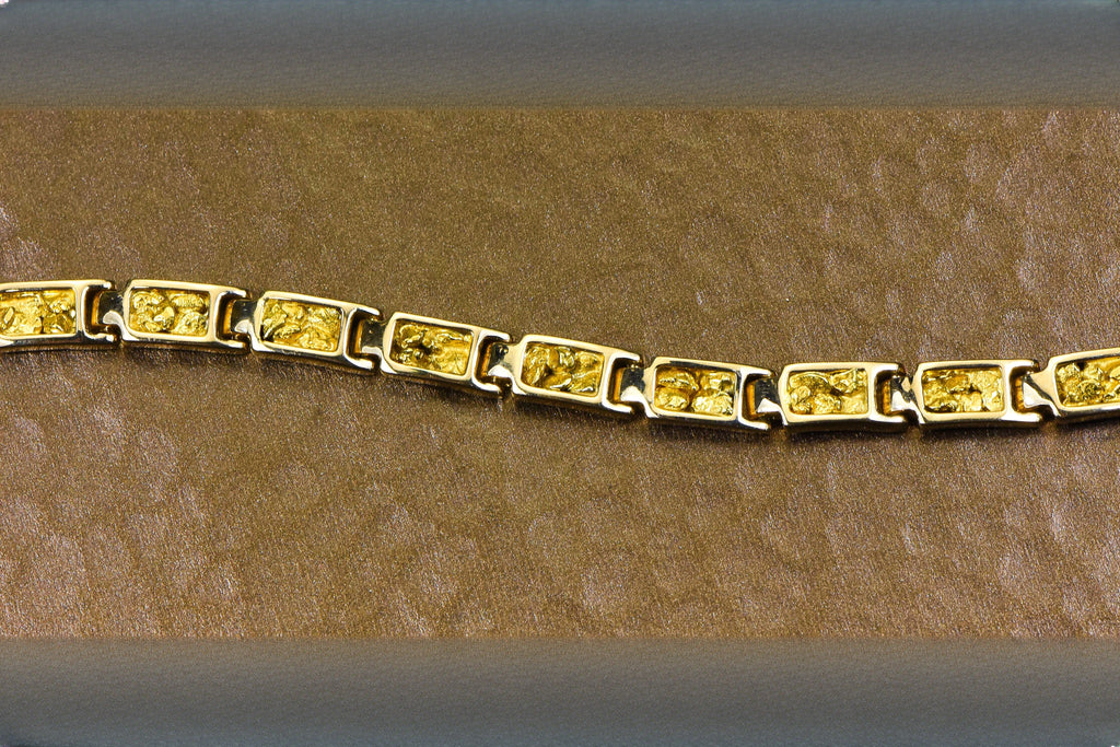 Gold Nugget Bracelet "Orocal" B6MM14L Genuine Hand Crafted Jewelry - 14K Gold Casting
