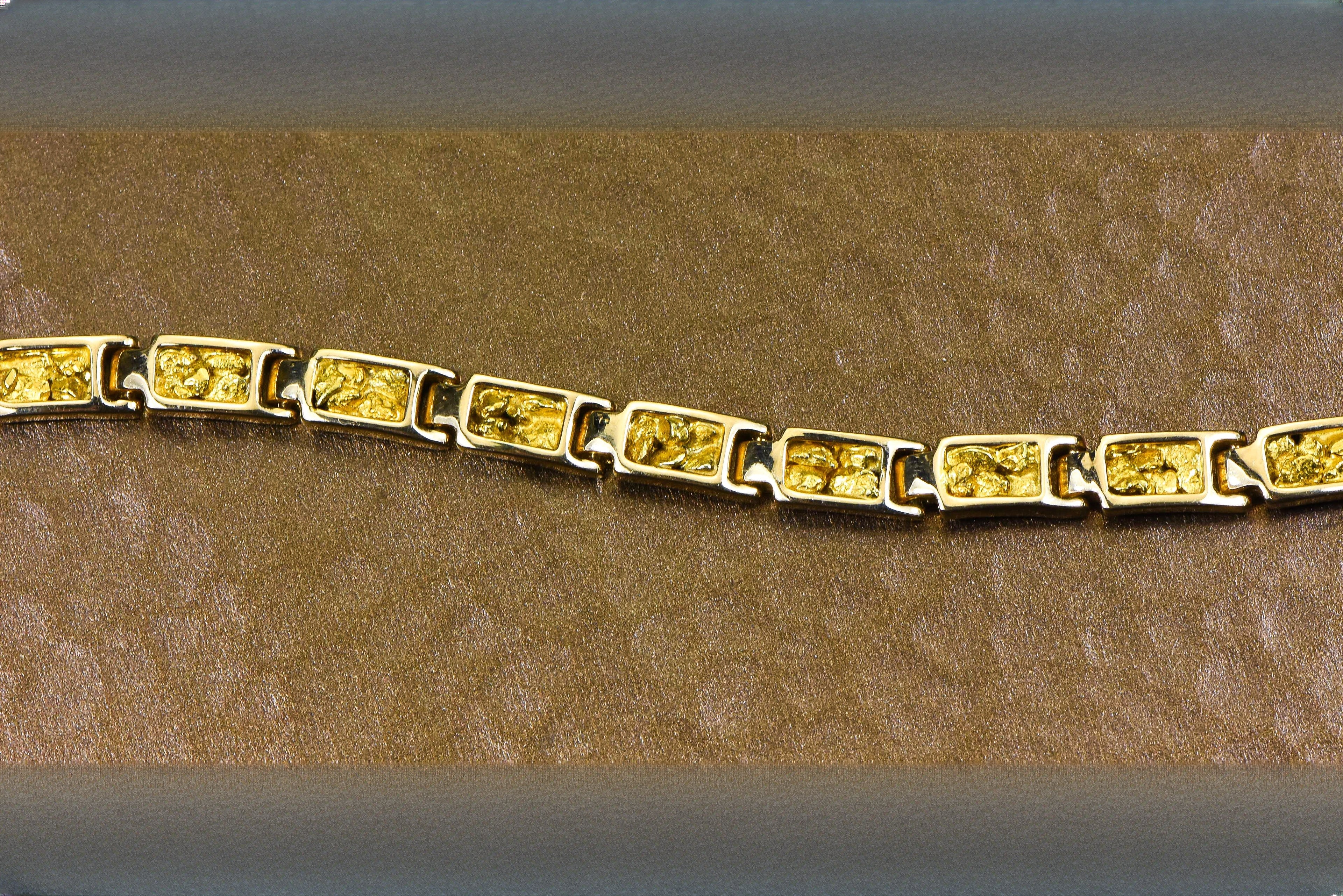 Gold Nugget Bracelet "Orocal" B6MM14L Genuine Hand Crafted Jewelry - 14K Gold Casting