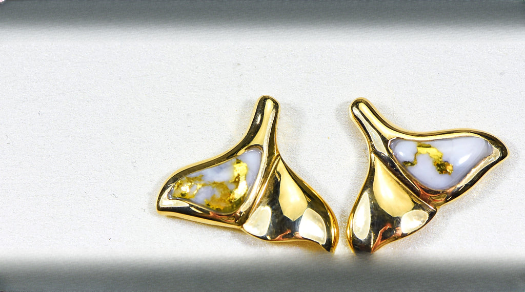 Gold Quartz Earrings "Orocal" EDLWT12Q Genuine Hand Crafted Jewelry - 14K Gold Casting