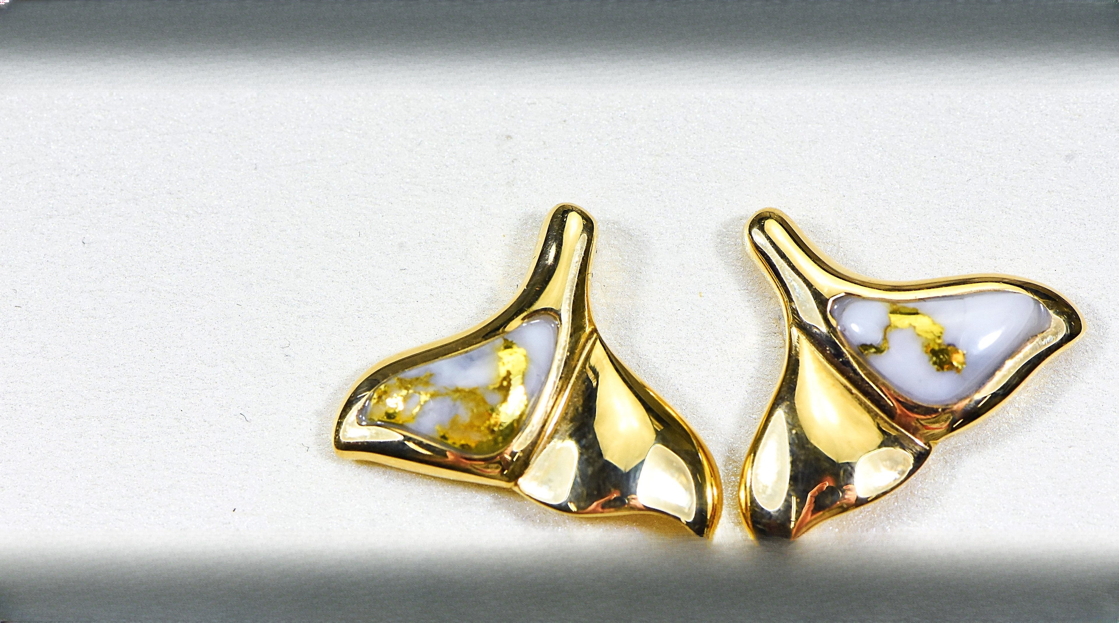 Gold Quartz Earrings "Orocal" EDLWT12Q Genuine Hand Crafted Jewelry - 14K Gold Casting