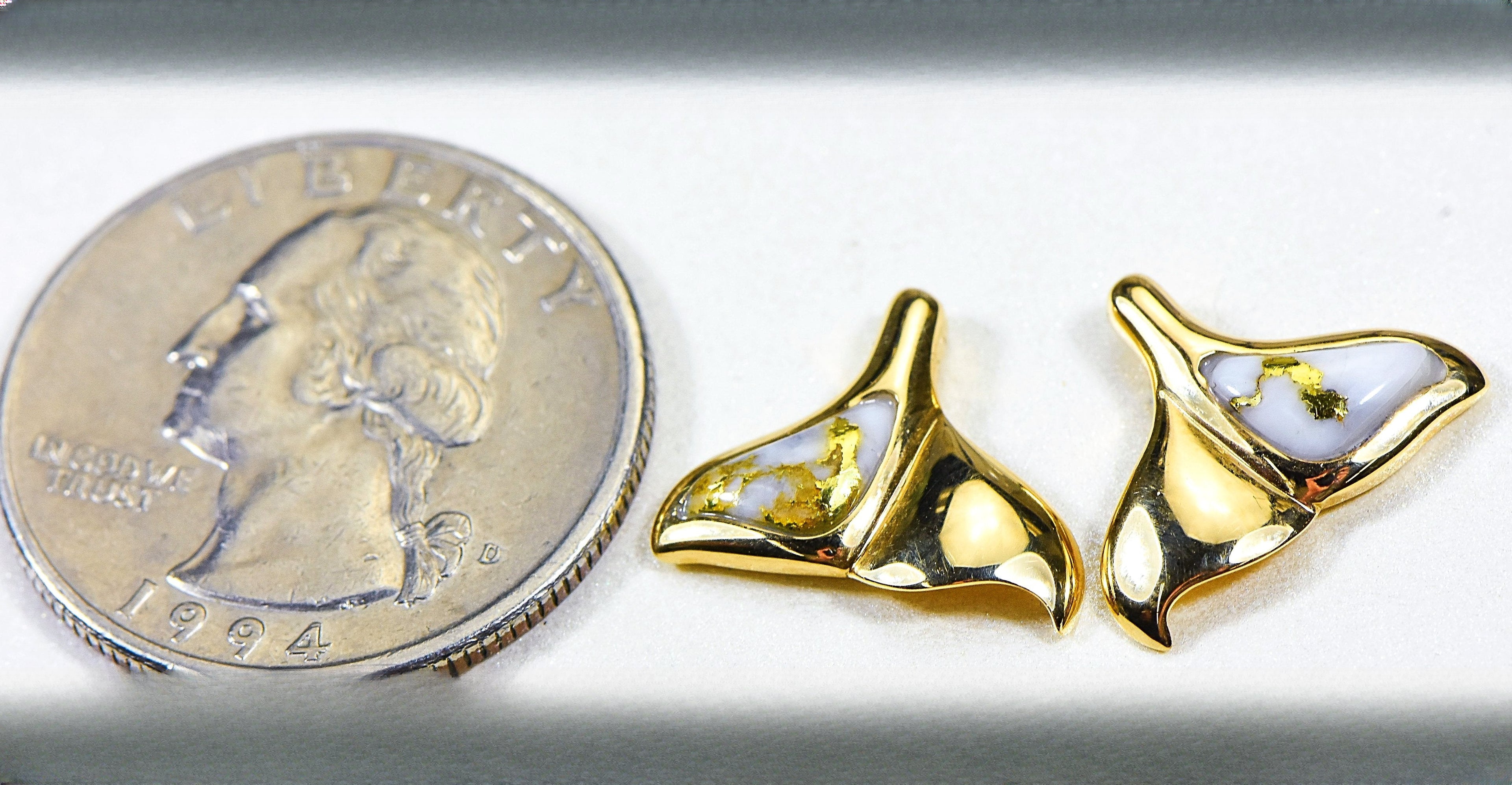 Gold Quartz Earrings "Orocal" EDLWT12Q Genuine Hand Crafted Jewelry - 14K Gold Casting