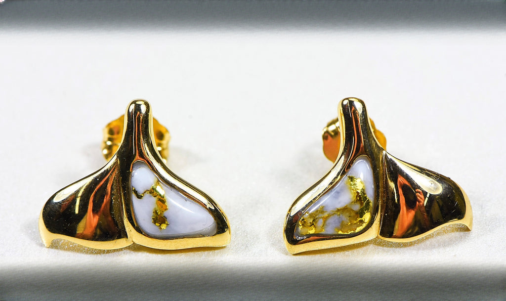 Gold Quartz Earrings "Orocal" EDLWT12Q Genuine Hand Crafted Jewelry - 14K Gold Casting