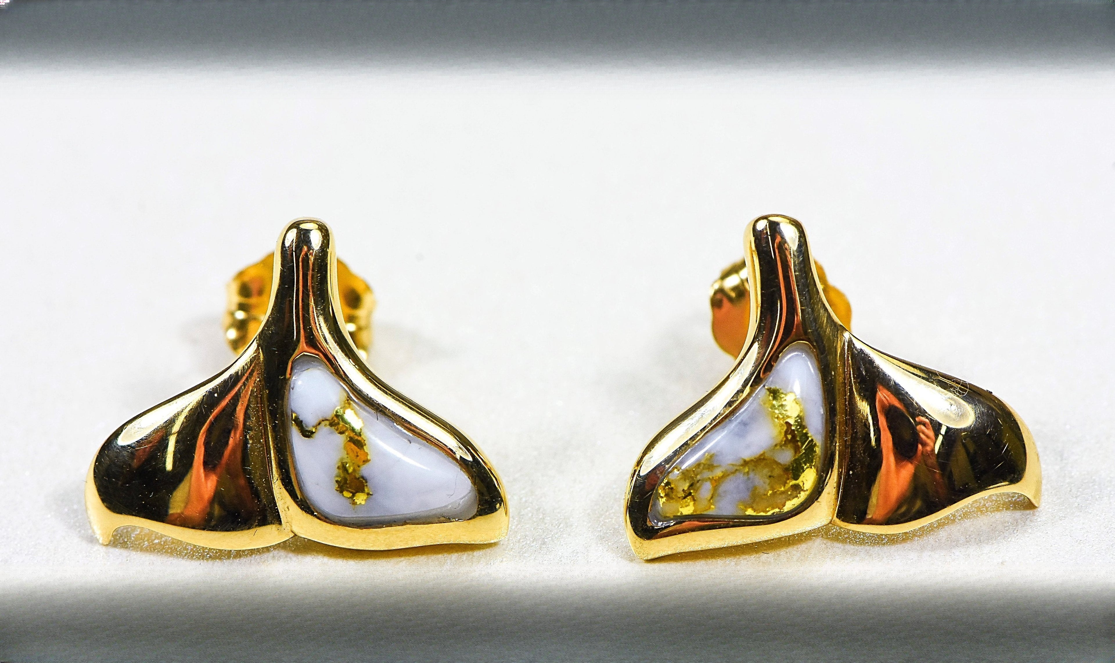 Gold Quartz Earrings "Orocal" EDLWT12Q Genuine Hand Crafted Jewelry - 14K Gold Casting