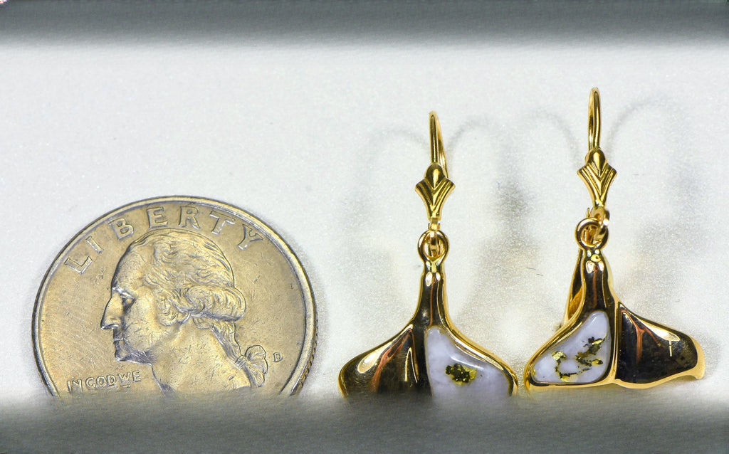 Gold Quartz Earrings "Orocal" EDLWT12Q/LB Genuine Hand Crafted Jewelry - 14K Gold Casting