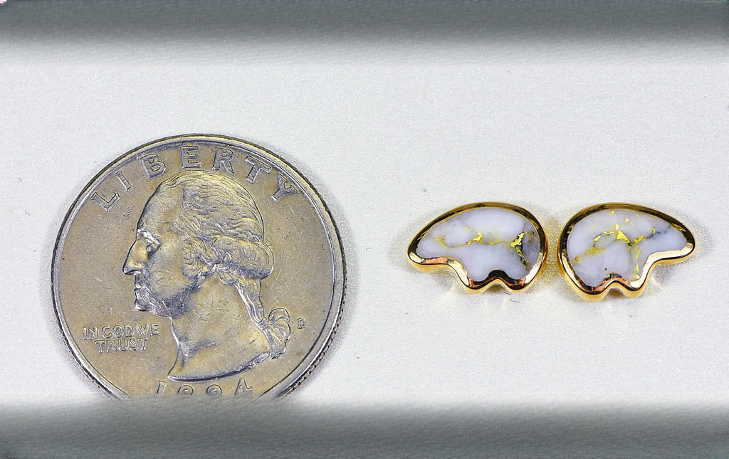 Gold Quartz Earrings "Orocal" EBR1SHQ Genuine Hand Crafted Jewelry - 14K Gold Casting